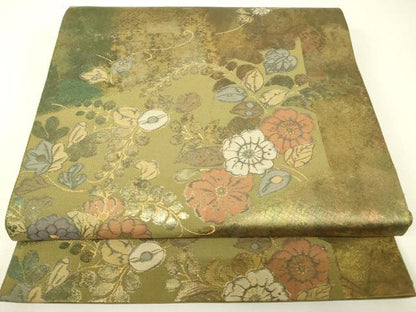 平和屋着物▼六通柄袋帯　辻が花　金糸　引箔　正絹　逸品　DABJ1180az