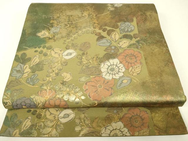 平和屋着物▼六通柄袋帯　辻が花　金糸　引箔　正絹　逸品　DABJ1180az
