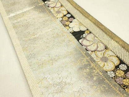 平和屋着物▼六通柄袋帯　花間道　金糸　引箔　正絹　逸品　DABJ1169az
