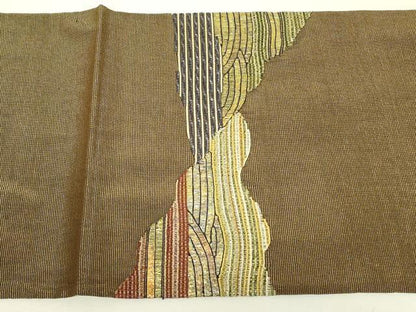平和屋着物▼太鼓柄袋帯　霞流水文　金糸　正絹　逸品　DABJ1209az