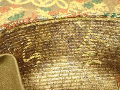 平和屋着物▼六通柄袋帯　金羅　七宝花文　金糸　正絹　逸品　DABJ1210az
