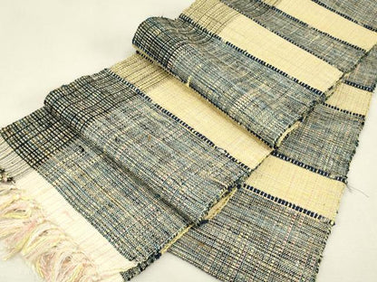 平和屋着物●半幅帯　紬地　一重帯　縞　正絹　逸品　DABJ1247az