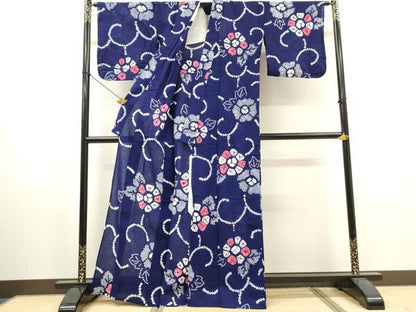 平和屋着物∴夏物　浴衣　有松鳴海絞り　花唐草文　綿　逸品　DABI8898cd