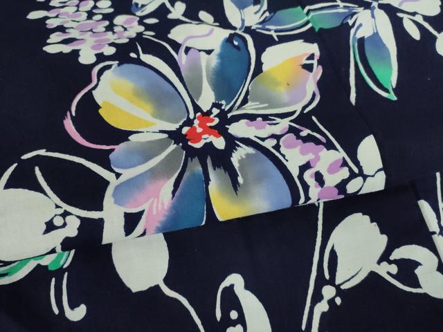 平和屋着物∴夏物　浴衣　注染　枝花文　綿　逸品　DABI8932cd