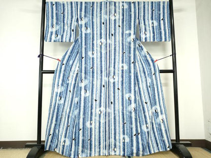 平和屋着物∴夏物　浴衣　注染　ペンギン　間道　綿　逸品　DABI8939cd