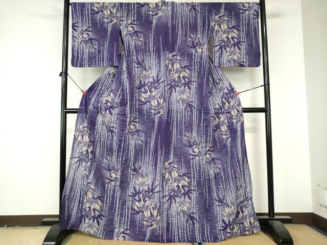 平和屋着物∴夏物　世界的ファッションデザイナー　山本寛斎　kansaiブランド　浴衣　注染　笹文　綿　逸品　DABI8938cd