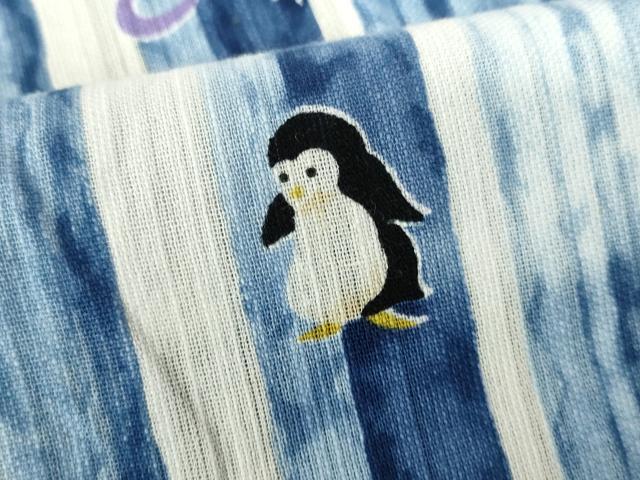 平和屋着物∴夏物　浴衣　注染　ペンギン　間道　綿　逸品　DABI8939cd