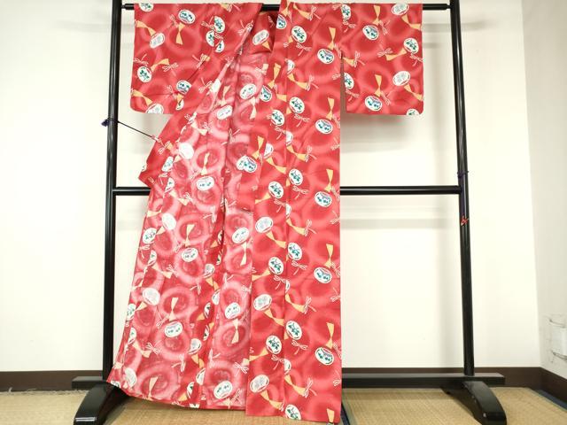 平和屋着物∴夏物　浴衣　注染　風鈴　トンボ　綿　逸品　DABI8937cd