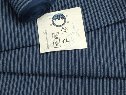 平和屋着物＊夏物　竺仙鑑製　浴衣　反物　着尺　縞　証紙付き　綿　逸品　未使用　DABI8199we