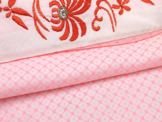 平和屋着物[]七五三　女の子　３歳　祝着　三つ身　長襦袢(単衣・半衿刺繍)・被布セット　舞花文　逸品　DABG3312ma