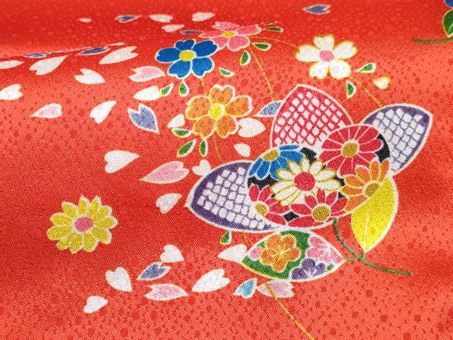 平和屋着物[]七五三　女の子　３歳　祝着　三つ身　長襦袢(単衣・半衿刺繍)・被布セット　舞花文　逸品　DABG3312ma
