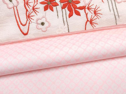 平和屋着物∵女の子　十三参り　子供　祝着・長襦袢(無双仕立て)・袋帯・小物セット　駒刺繍　渡橋舞蝶花車文　金彩　逸品　DABG3308ma