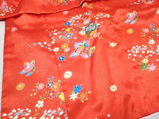 平和屋着物[]七五三　女の子　３歳　祝着　三つ身　長襦袢(単衣・半衿刺繍)・被布セット　舞花文　逸品　DABG3312ma