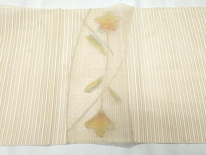 平和屋着物＊夏物　八寸名古屋帯　絽綴れ　枝花文　金銀糸　正絹　逸品　CABK1598fb