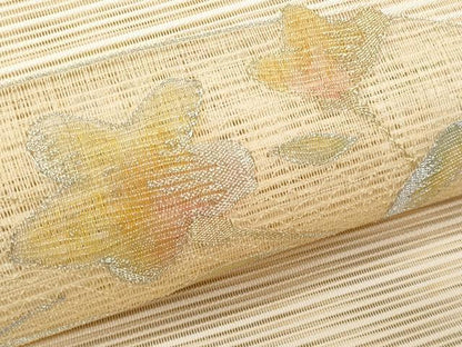 平和屋着物＊夏物　八寸名古屋帯　絽綴れ　枝花文　金銀糸　正絹　逸品　CABK1598fb