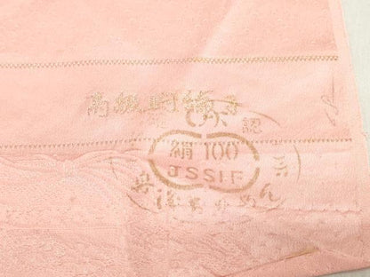平和屋着物▼色無地　反物　着尺　美峰織　貝桶草花地紋　一斤染色　逸品　未使用　DABJ0718zy