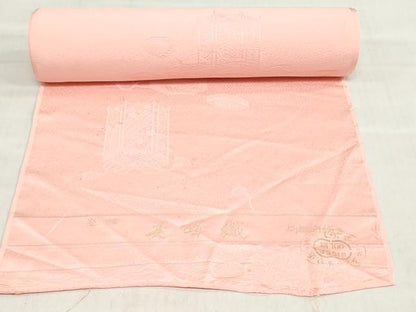 平和屋着物▼色無地　反物　着尺　美峰織　貝桶草花地紋　一斤染色　逸品　未使用　DABJ0718zy