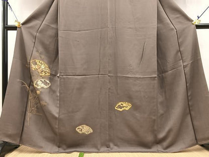 平和屋着物●訪問着　竹屋町刺繍　飛鶴地紙花文　金銀彩　正絹　逸品　BAAX9909yc