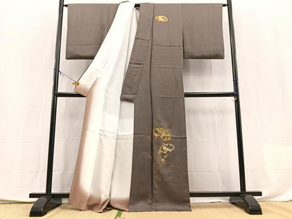 平和屋着物●訪問着　竹屋町刺繍　飛鶴地紙花文　金銀彩　正絹　逸品　BAAX9909yc
