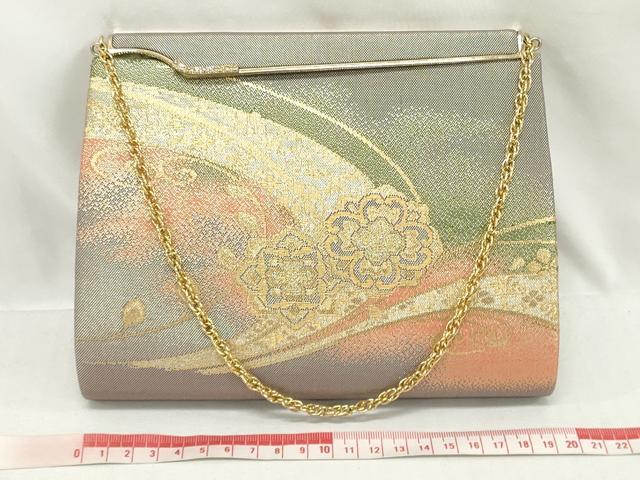 平和屋着物▼和装小物　和装バッグまとめて3点　ハンドバッグ　クラッチ　佐賀錦　流水草花文　花唐草文　金銀糸　逸品　DABJ2009xg
