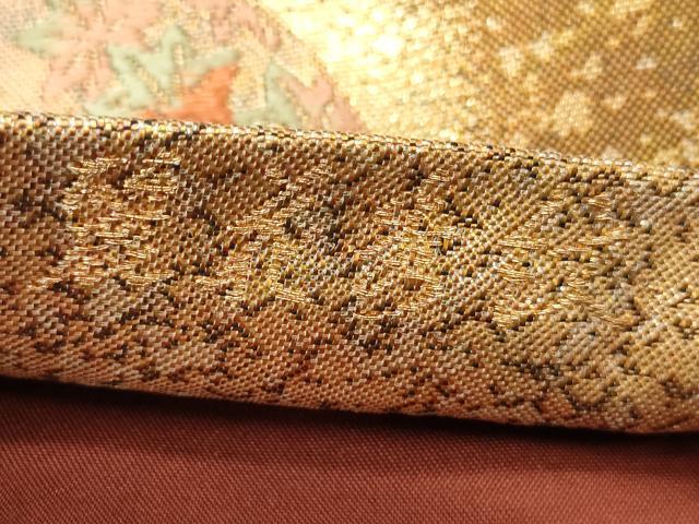 平和屋着物◎六通柄袋帯　唐織　麗花秀紋　金糸　正絹　逸品　DABJ2654ya