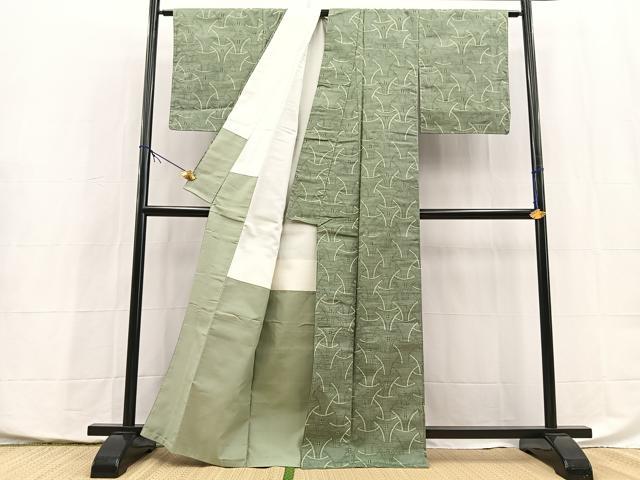 平和屋着物■上質な紬　幾何学文様　正絹　逸品　BAAX9953yc