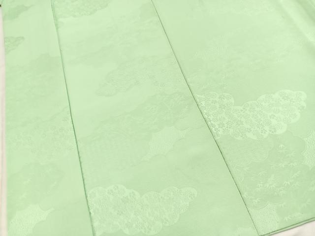 平和屋着物■上質な色無地　雲取り花地紋　薄萌葱色　正絹　逸品　BAAX9958yc