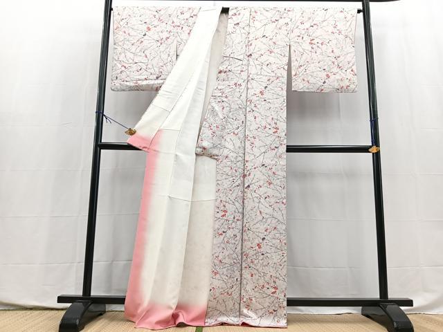 平和屋着物■上質な小紋　枝花文　暈し染め　正絹　逸品　BAAX9954yc
