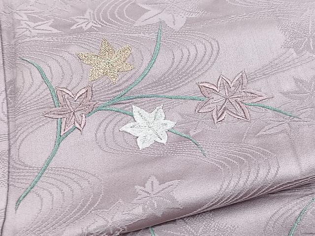 平和屋着物■豪華色留袖　総刺繍　竜田川文　梅鼠色　銀糸　正絹　逸品　BAAX9949yc