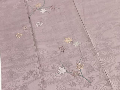 平和屋着物■豪華色留袖　総刺繍　竜田川文　梅鼠色　銀糸　正絹　逸品　BAAX9949yc