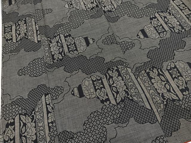 平和屋着物■本場大島紬　9マルキ　雲取り更紗花文　正絹　逸品　BAAX9963yc