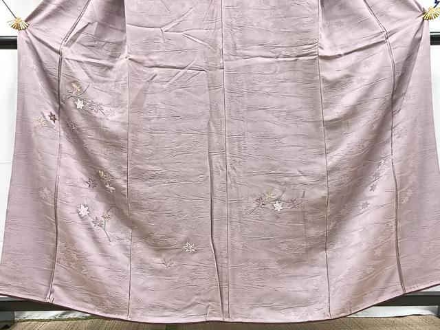 平和屋着物■豪華色留袖　総刺繍　竜田川文　梅鼠色　銀糸　正絹　逸品　BAAX9949yc