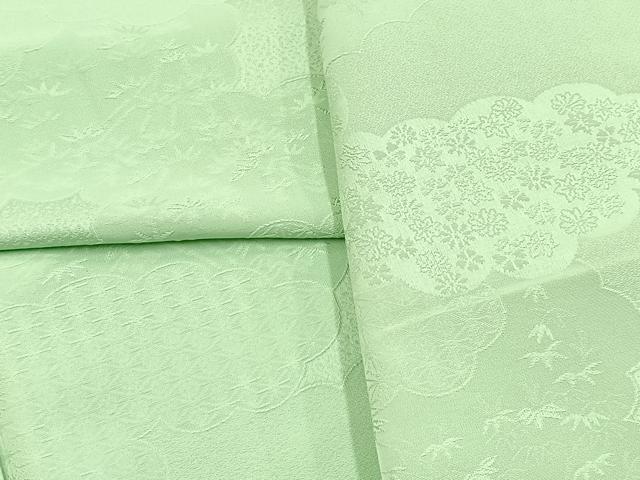 平和屋着物■上質な色無地　雲取り花地紋　薄萌葱色　正絹　逸品　BAAX9958yc