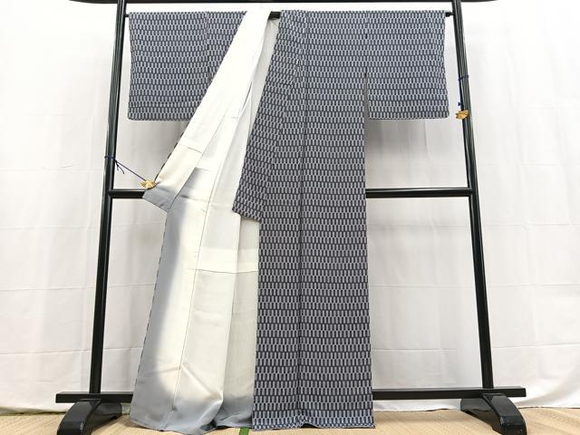 平和屋着物●上質な小紋　矢羽文　正絹　逸品　未使用　BAAX9946yc