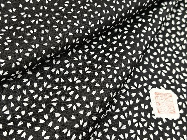 平和屋着物■訪問着　作家物　桜散らし　黒地　正絹　逸品　BAAX9959yc
