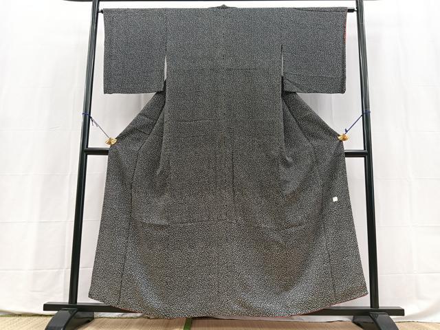 平和屋着物■訪問着　作家物　桜散らし　黒地　正絹　逸品　BAAX9959yc