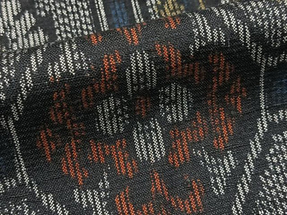 平和屋着物■上質な紬　蜀江花文　黒地　正絹　逸品　BAAX9962yc