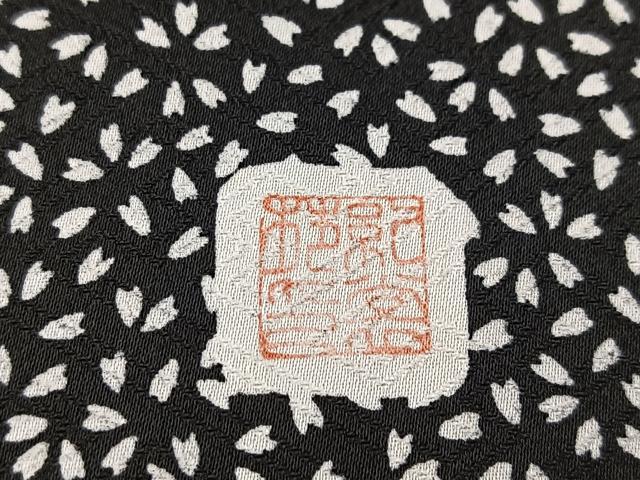 平和屋着物■訪問着　作家物　桜散らし　黒地　正絹　逸品　BAAX9959yc