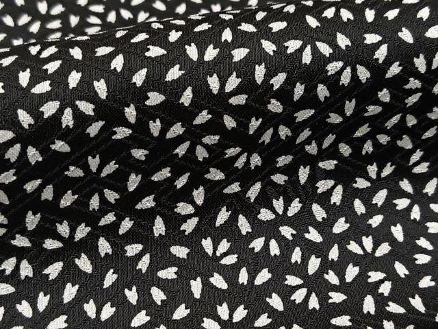 平和屋着物■訪問着　作家物　桜散らし　黒地　正絹　逸品　BAAX9959yc
