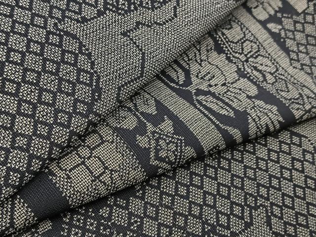 平和屋着物■本場大島紬　9マルキ　雲取り更紗花文　正絹　逸品　BAAX9963yc