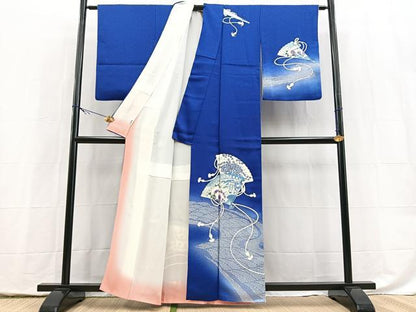 平和屋着物■訪問着　檜扇吉祥花文　銀彩　やまと誂製　正絹　逸品　BAAX9987yc