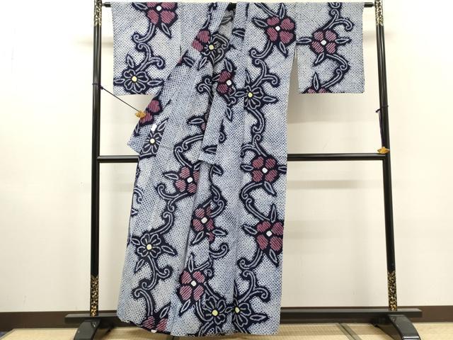 平和屋着物∴夏物　浴衣　有松鳴海絞り　花唐草文　綿　逸品　DABI8966cd