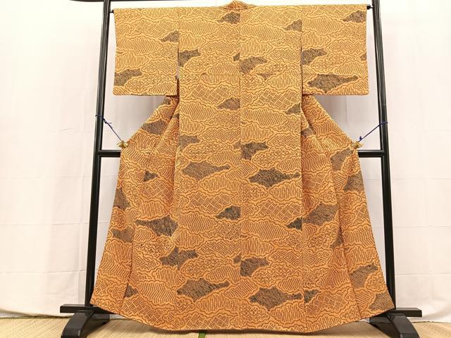 平和屋着物■上質な小紋　総絞り　雲取り吉祥文　正絹　逸品　BAAX9970yc