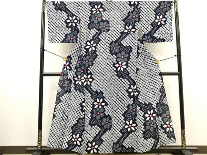 平和屋着物∴夏物　浴衣　有松鳴海絞り　枝花文　綿　逸品　DABI8965cd