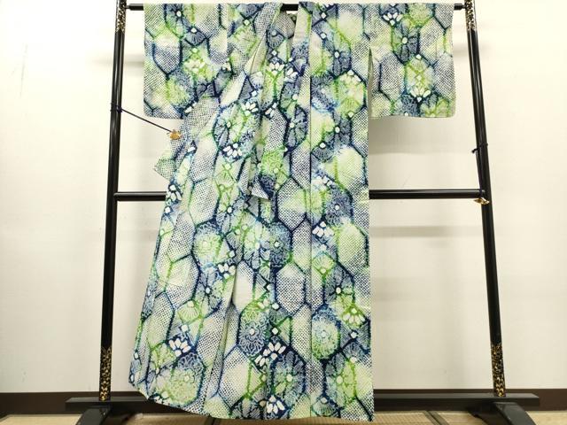 平和屋着物∴夏物　浴衣　有松鳴海絞り　亀甲文　綿　逸品　DABI8986cd