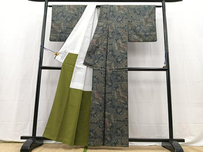 平和屋着物■本場染大島紬　更紗花唐草文　正絹　逸品　BAAX9977yc