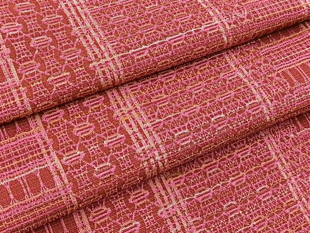 平和屋着物■上質なお召　幾何学文様　正絹　逸品　BAAY5403yc