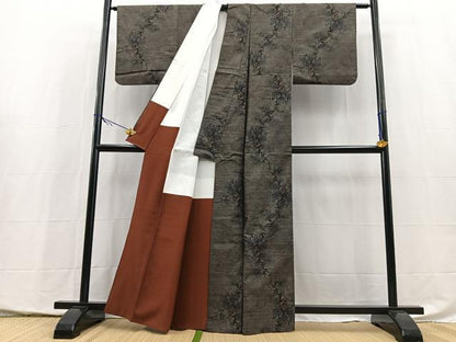 平和屋着物■本場大島紬　草花文　正絹　逸品　BAAX9975yc