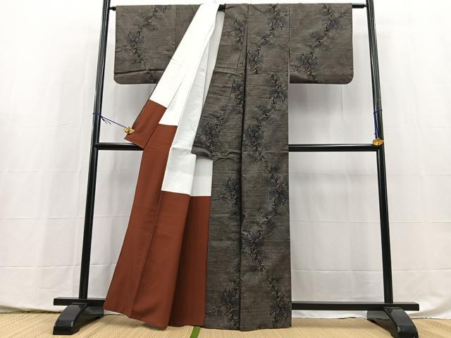 平和屋着物■本場大島紬　草花文　正絹　逸品　BAAX9975yc