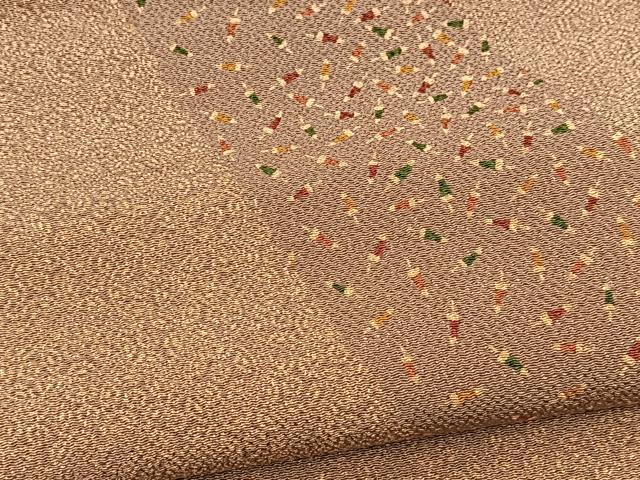 平和屋着物■上質な小紋　番傘花文　鬼しぼ縮緬　正絹　逸品　BAAX9973yc